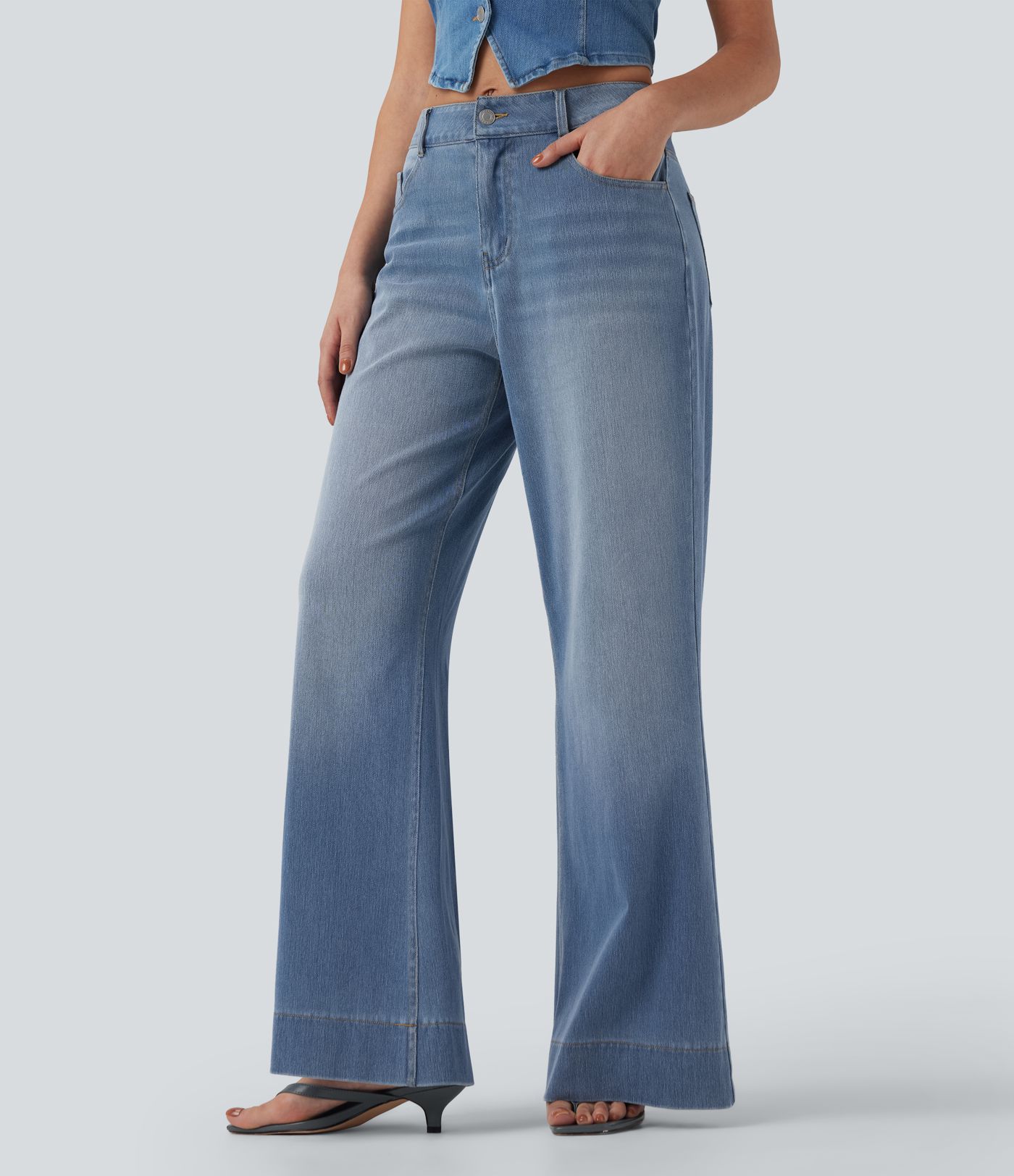 Halara Flex™ Mid Rise Casual Flare Jeans with Pockets