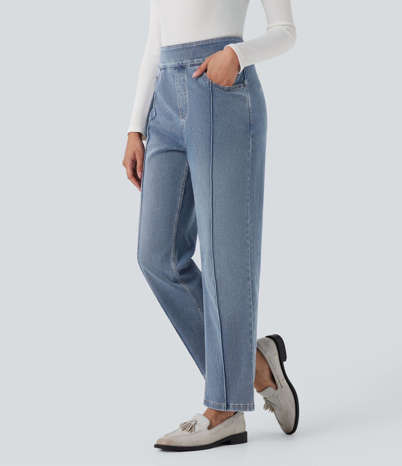 Halara Flex™ High Waisted Straight Leg Casual Jeans with Pockets