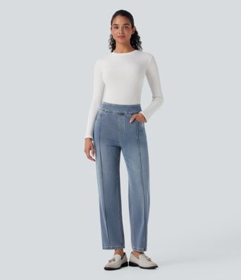 Halara Flex™ High Waisted Straight Leg Casual Jeans with Pockets