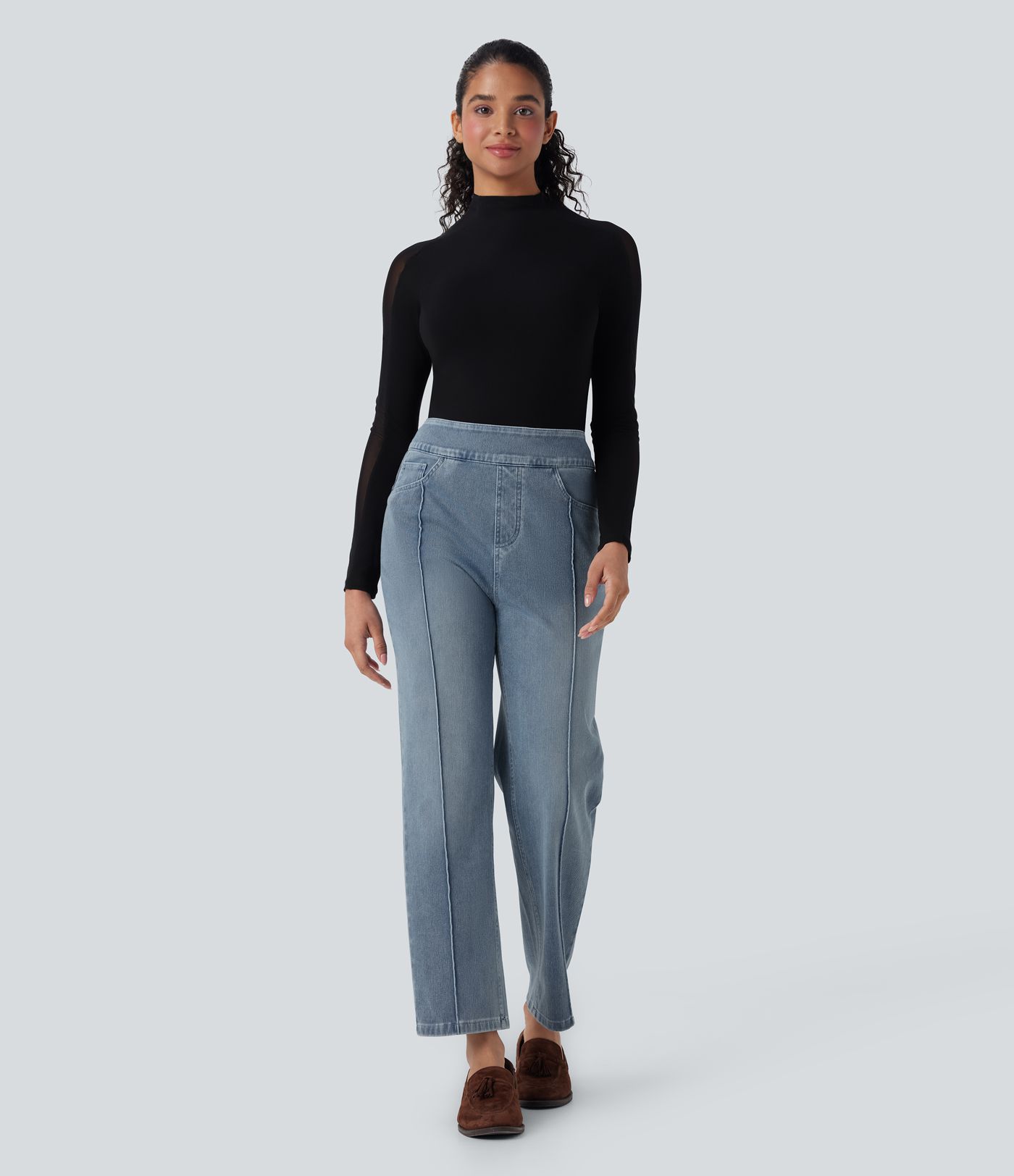 Halara Flex™ High Waisted Straight Leg Casual Jeans with Pockets