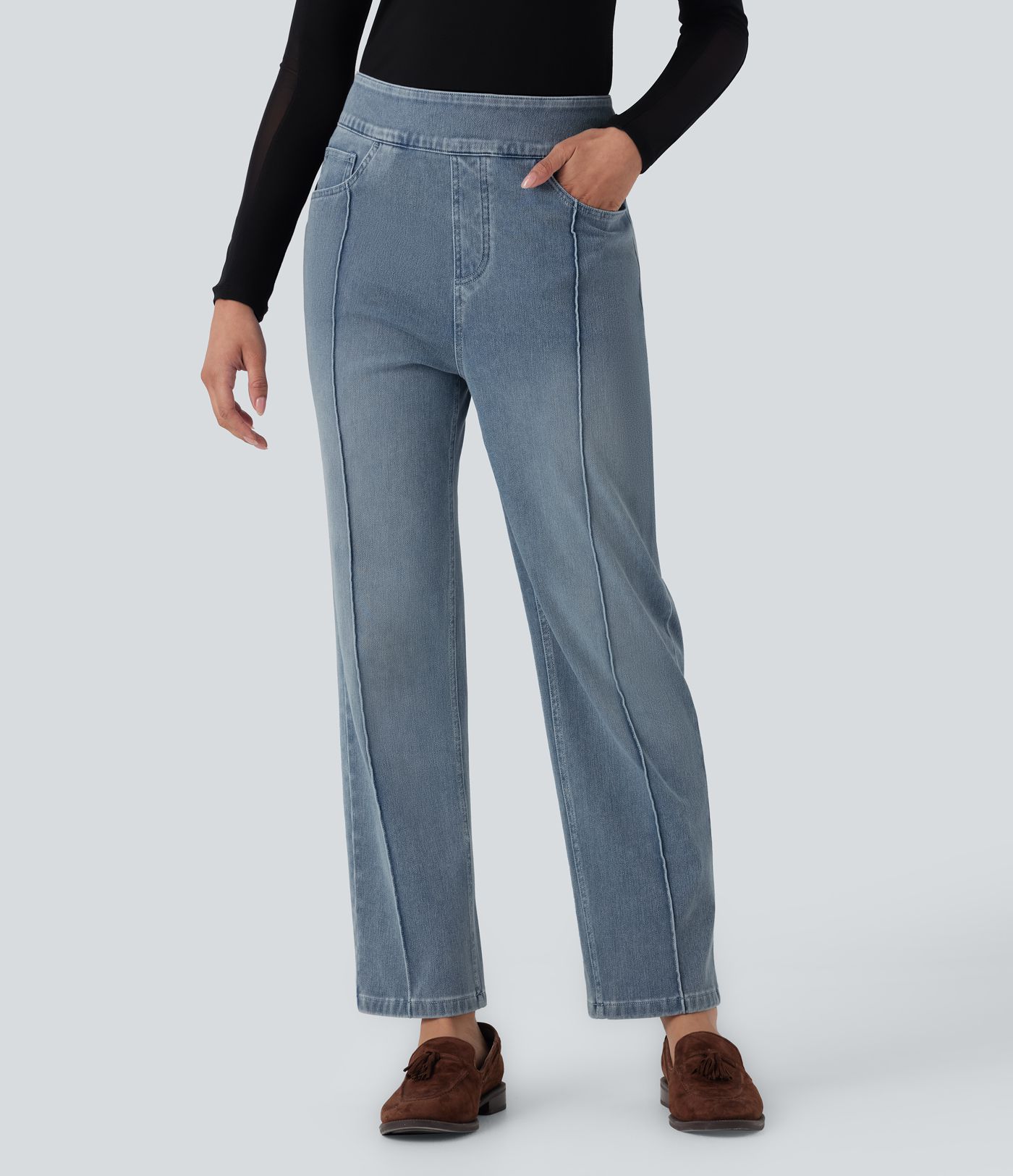 Halara Flex™ High Waisted Straight Leg Casual Jeans with Pockets