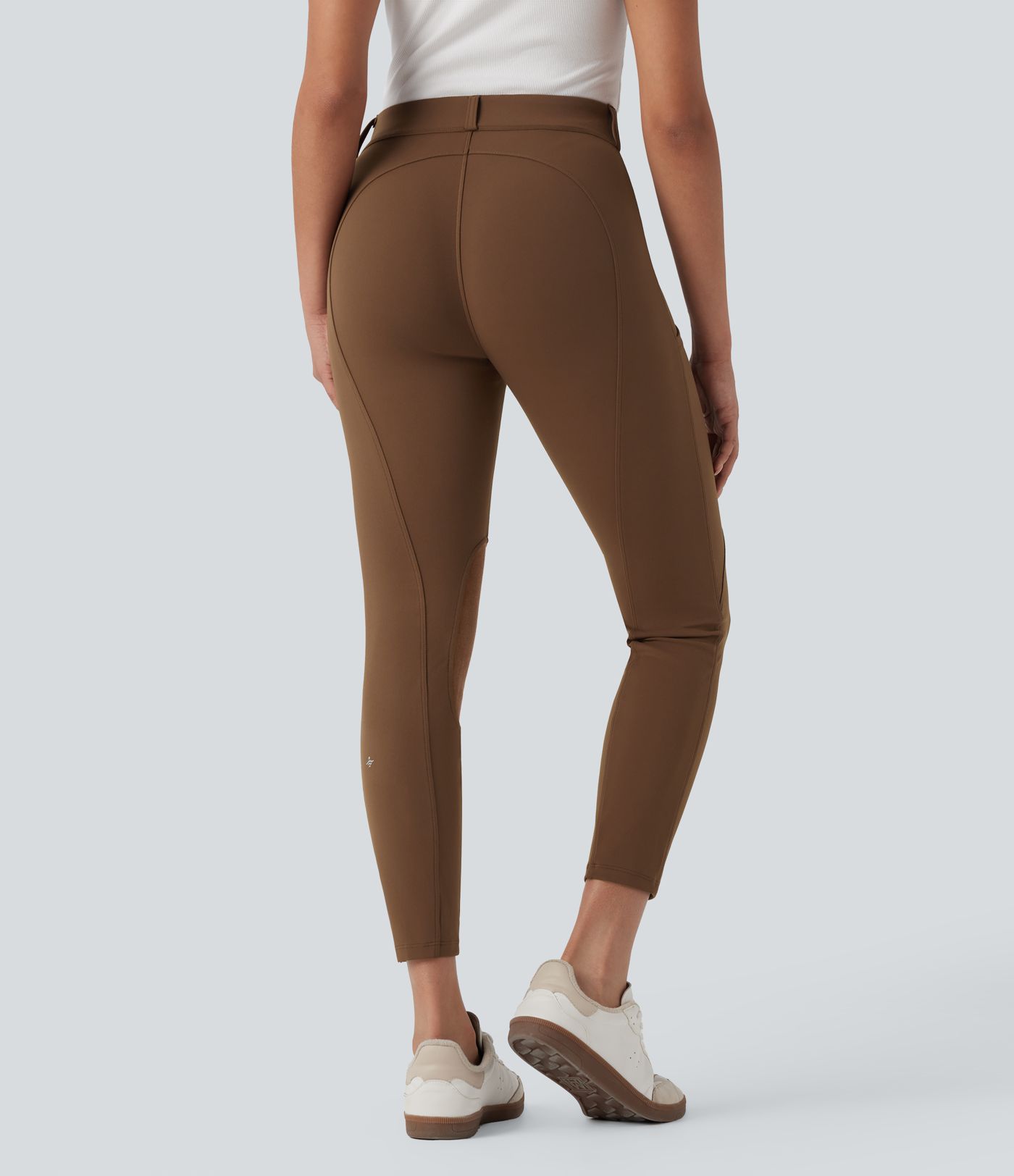 DayStretch High Waisted Contrast Suede Skinny Pants with Pockets
