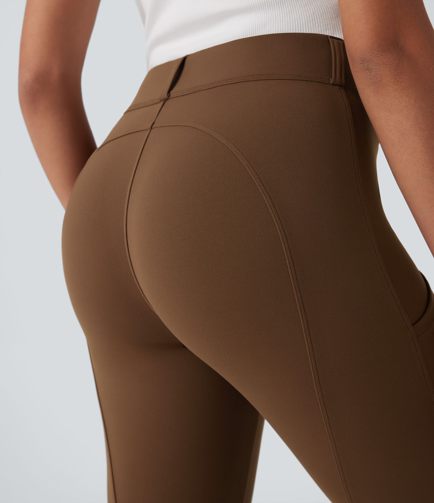 DayStretch High Waisted Contrast Suede Skinny Pants with Pockets