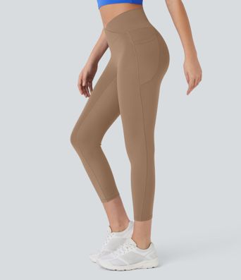 SoftlyZero™ High Waisted Crossover Pocket Capri Yoga Leggings-UPF50+