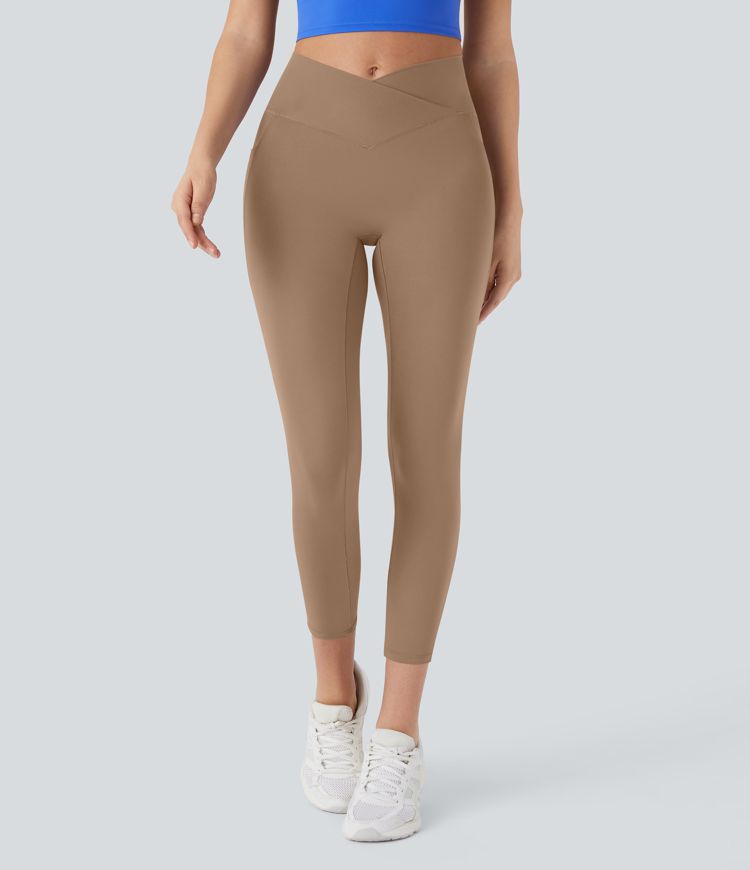 SoftlyZero™ High Waisted Crossover Pocket Capri Yoga Leggings-UPF50+