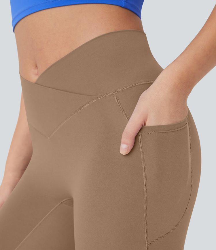 SoftlyZero™ High Waisted Crossover Pocket Capri Yoga Leggings-UPF50+