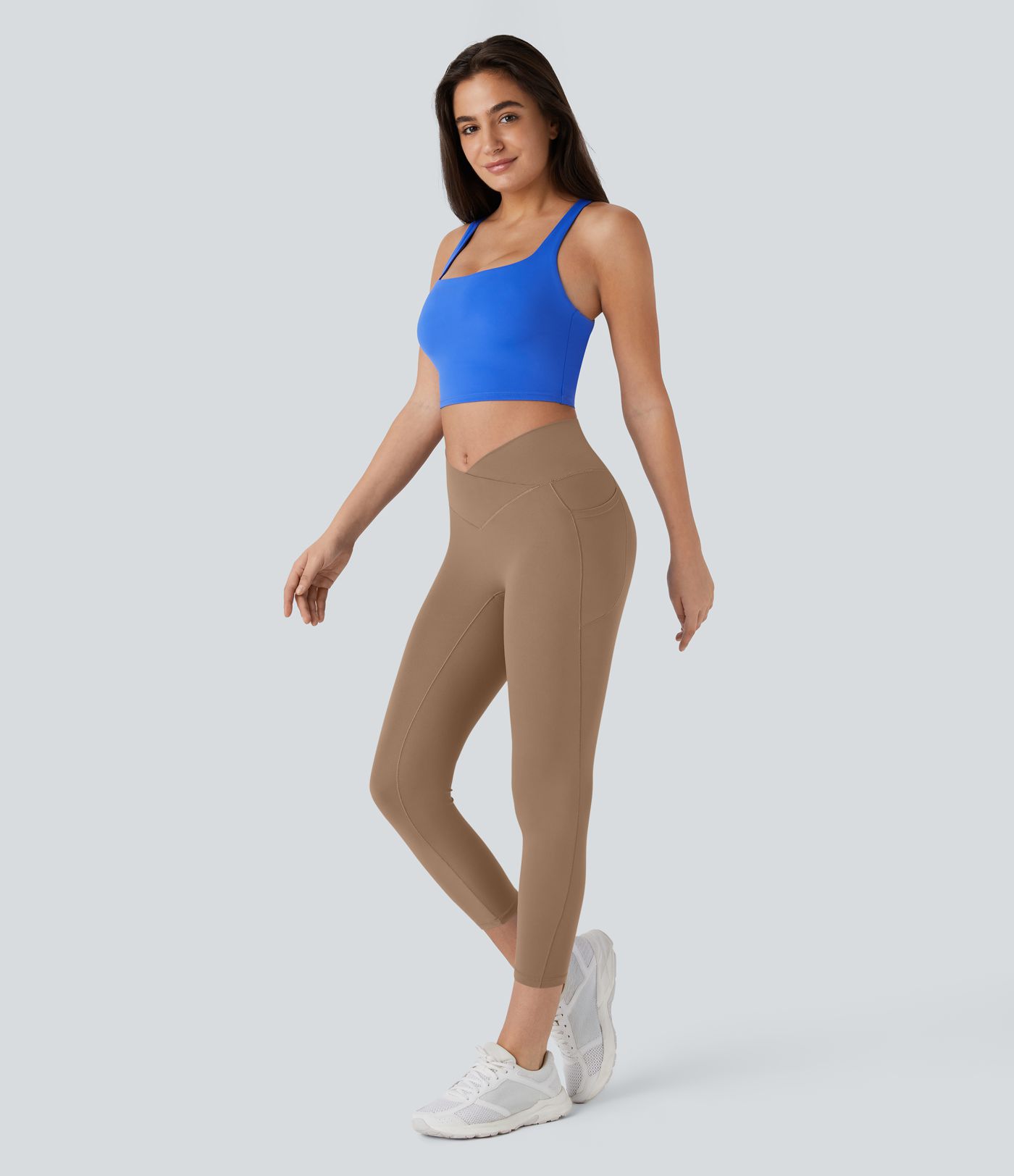 SoftlyZero™ High Waisted Crossover Pocket Capri Yoga Leggings-UPF50+