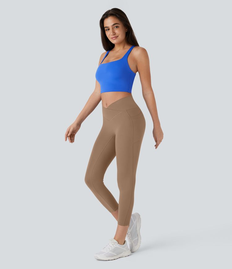 SoftlyZero™ High Waisted Crossover Pocket Capri Yoga Leggings-UPF50+