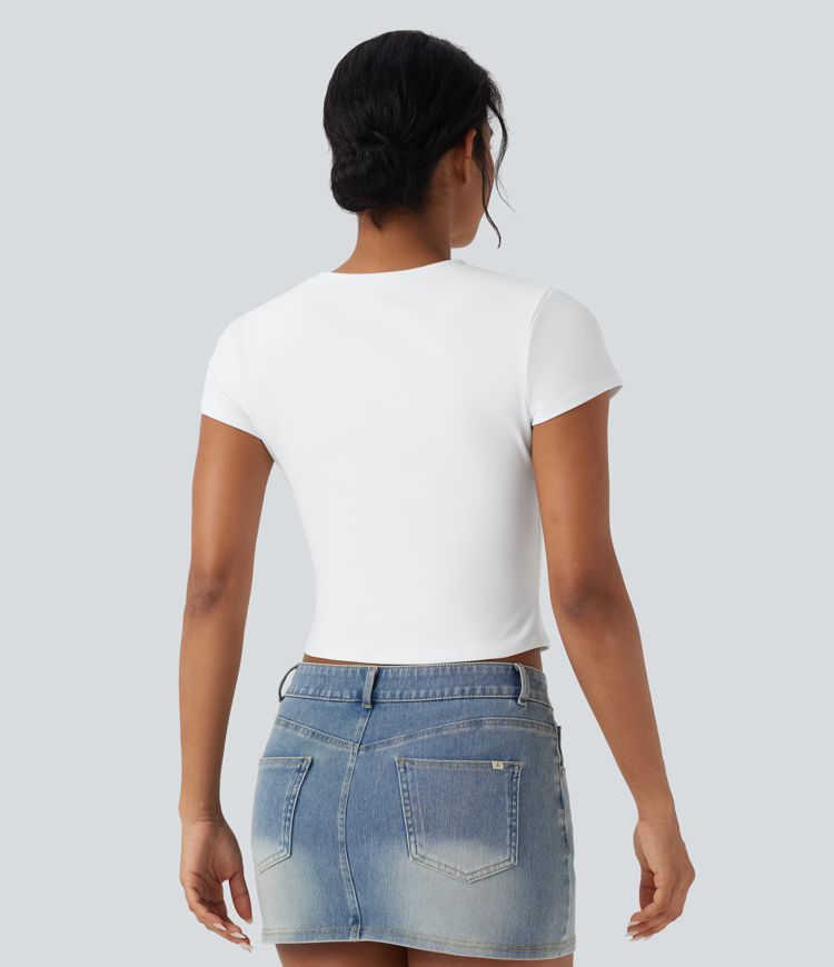 Round Neck Slim Cropped Casual Baby Tee