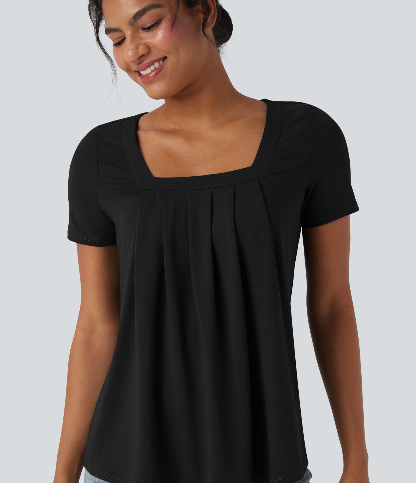 Haut casual col carré manches courtes