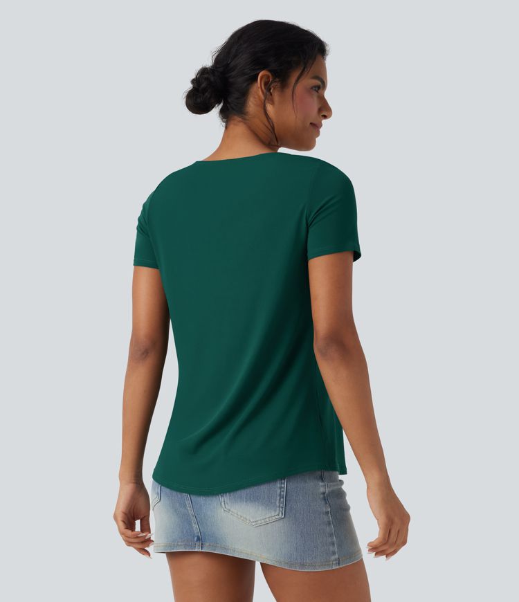 Square Neck Short Sleeve Casual Top