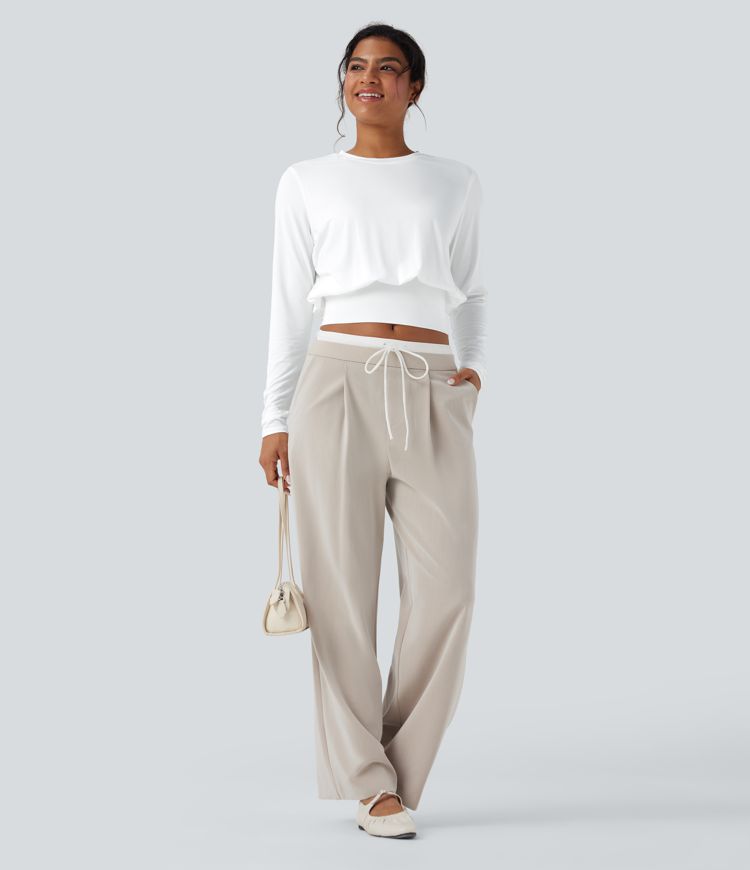 Round Neck Long Sleeve Work Top