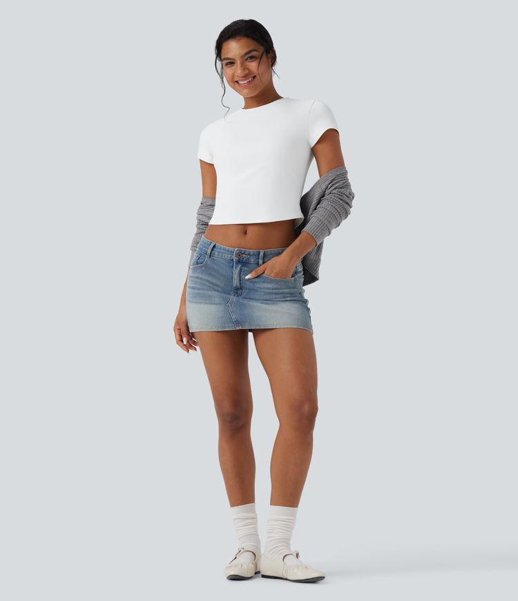 Round Neck Slim Cropped Casual Baby Tee