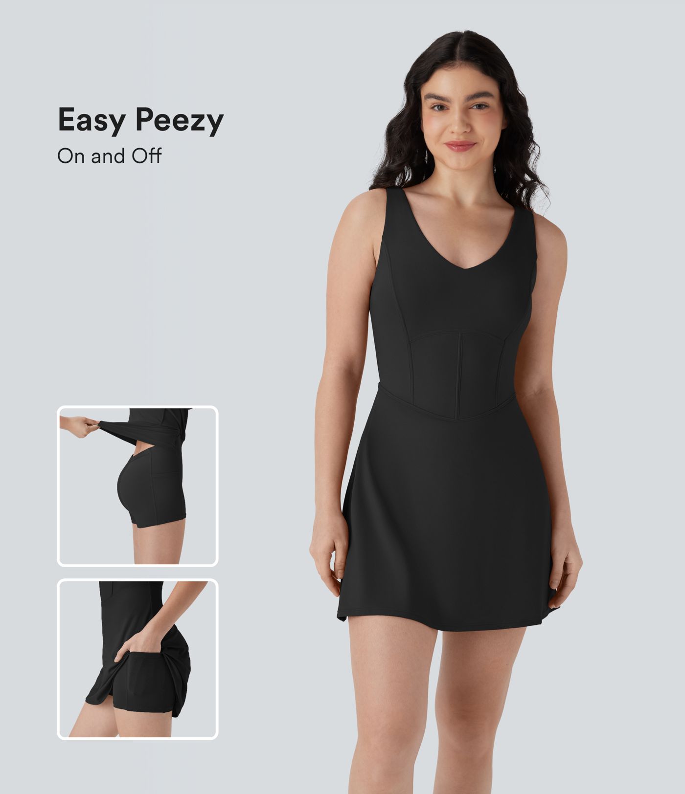 SoftlyZero™ Airy Corset 2-in-1 Cool Touch Mini Tennis Active Tank Dress with Pockets-Easy Peezy Edition