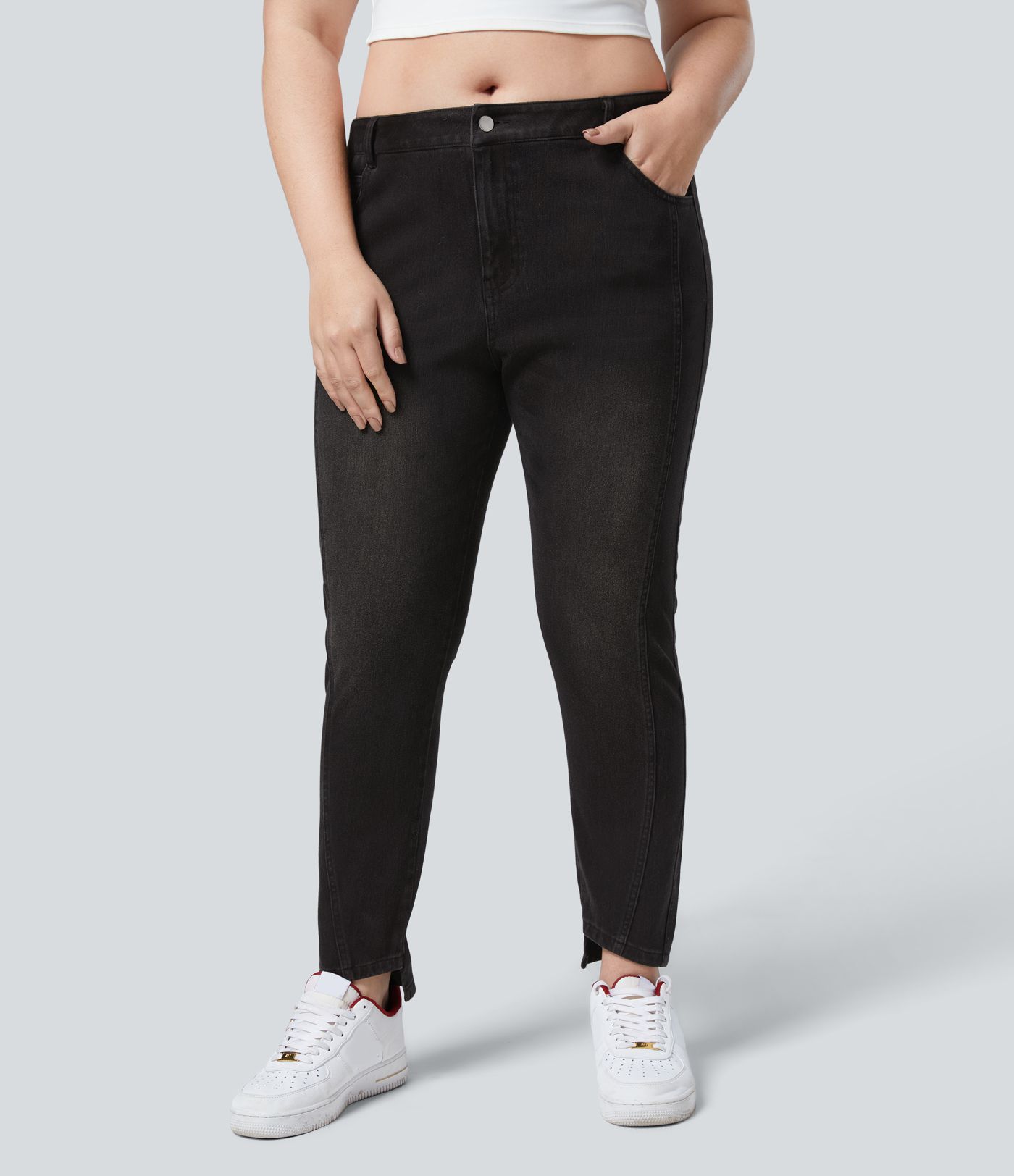 Halara Flex™ Mid Rise Zipper Pockets Casual Plus Size Skinny Jeans
