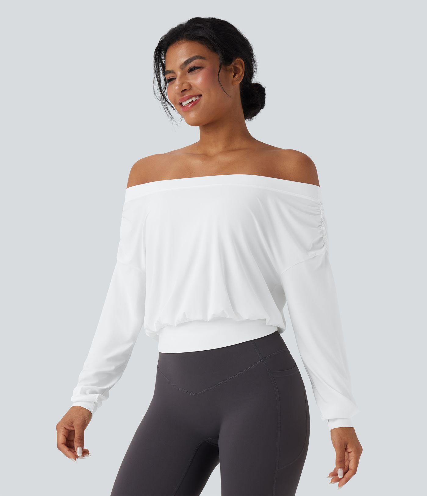 Off-shoulder Oversize Quick Dry Yoga Sports Top