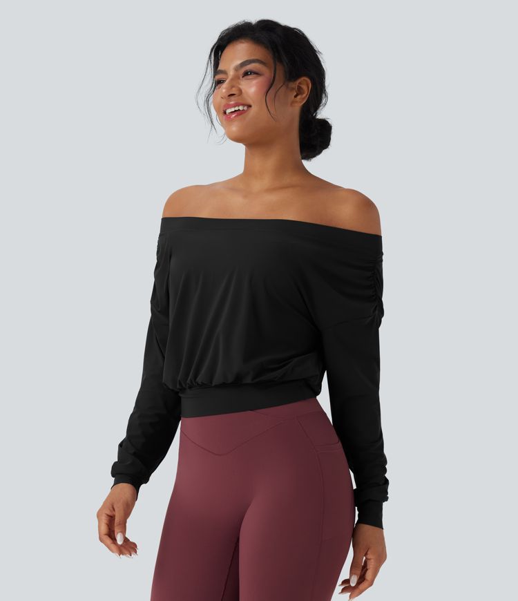 Off-shoulder Oversize Cool Touch Quick Dry Yoga Sports Top