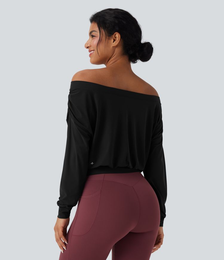 Off-shoulder Oversize Cool Touch Quick Dry Yoga Sports Top