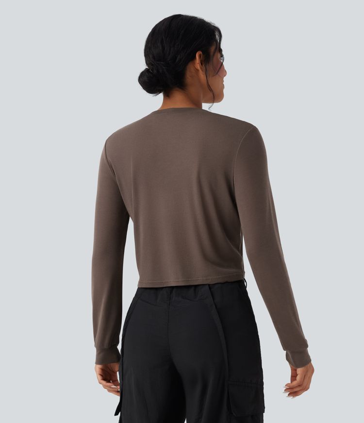 Haut décontracté laine col rond manches longues