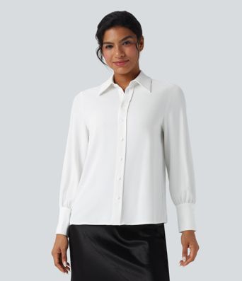 Wrinkle-resistant Tie Neck Long Sleeve Casual Chiffon Shirt