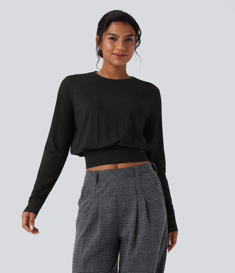 Round Neck Long Sleeve Work Top