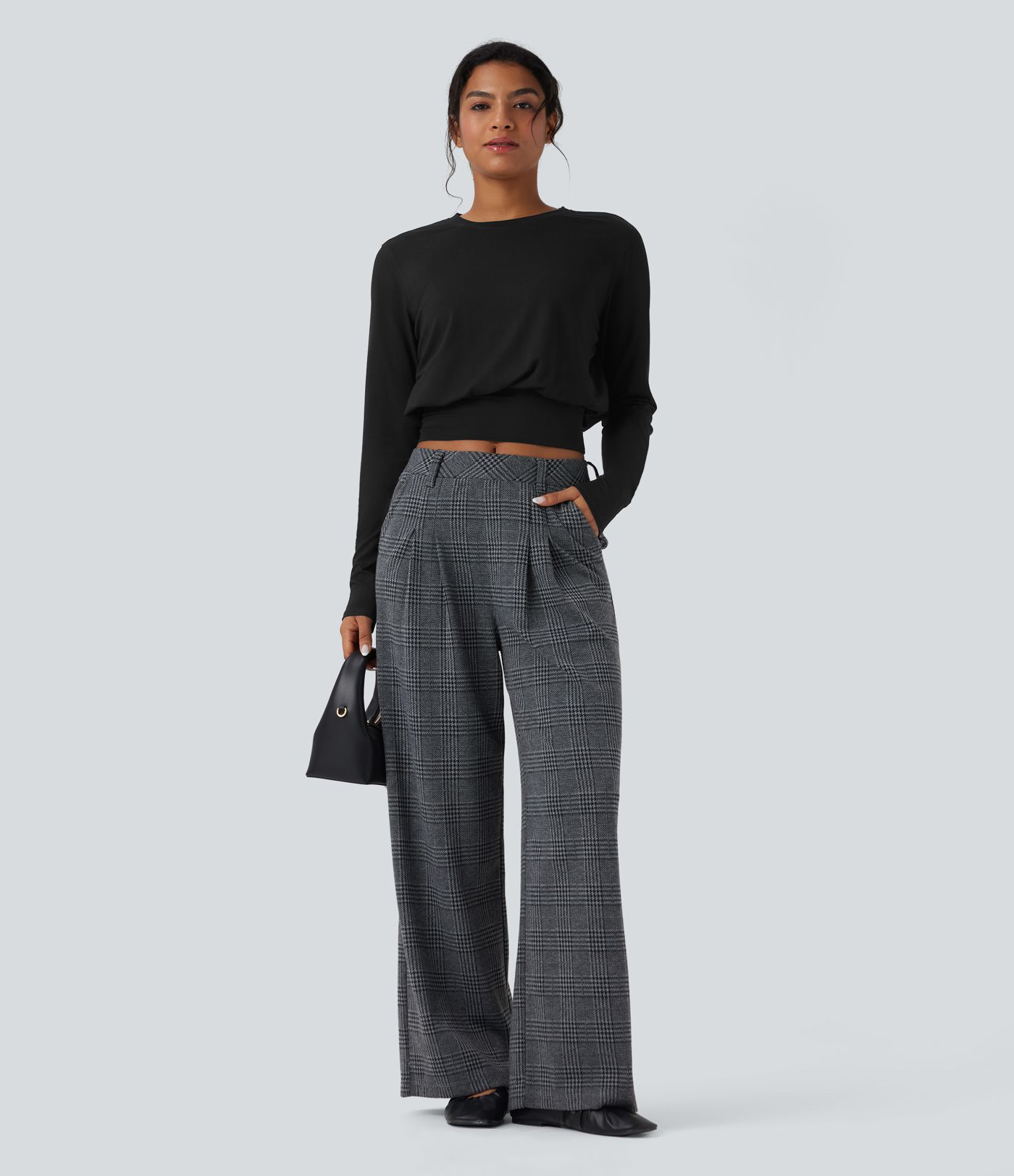 Round Neck Long Sleeve Women Work Top