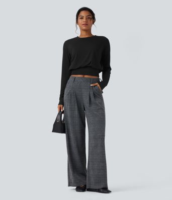 Round Neck Long Sleeve Women Work Top