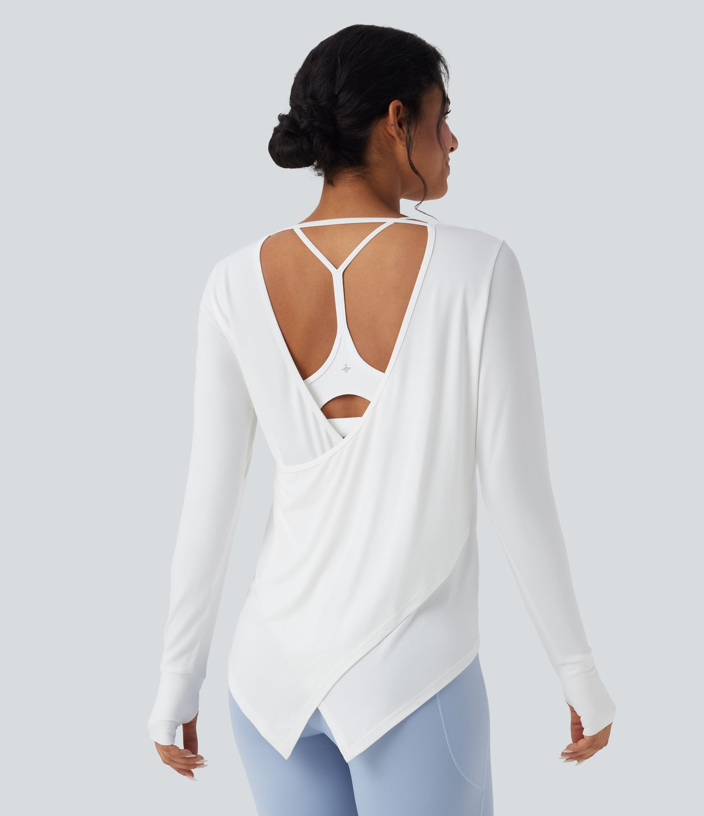 Backless Thumb Hole High Low Yoga Sports Top