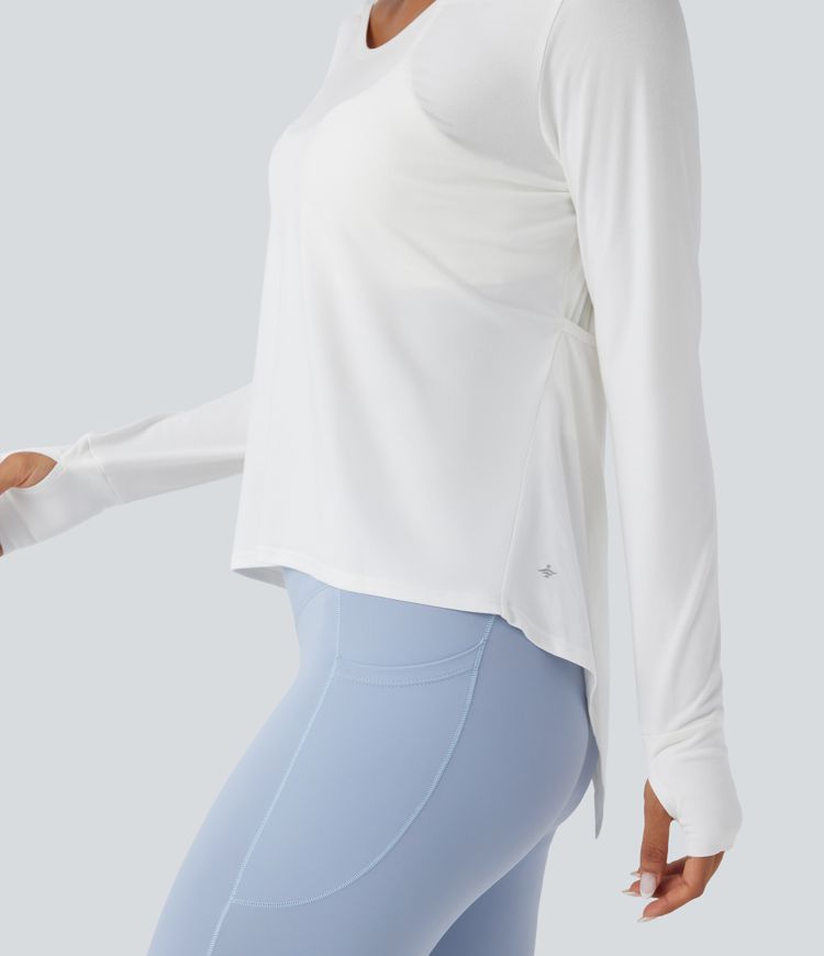 Backless Thumb Hole High Low Yoga Sports Top