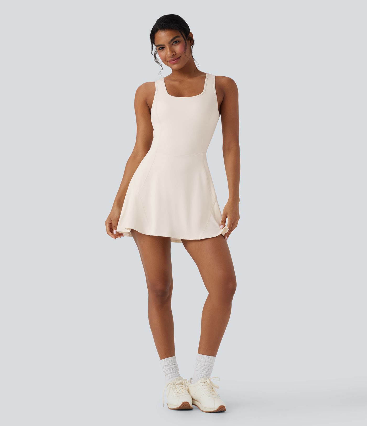 SoftlyZero™ Airy U Neck 2-in-1 Pocket Mini Cool Touch Dance Active Dress-Easy Peezy