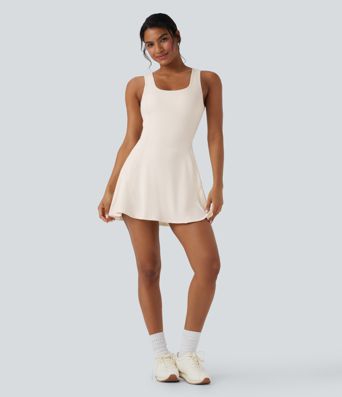 SoftlyZero™ Airy U Neck 2-in-1 Pocket Mini Cool Touch Dance Active Dress-Easy Peezy