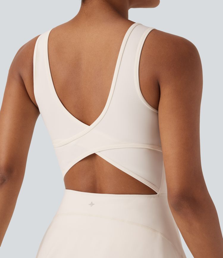 SoftlyZero™ Airy U Neck 2-in-1 Pocket Mini Cool Touch Dance Active Dress-Easy Peezy