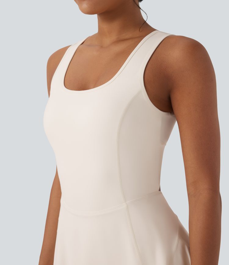 SoftlyZero™ Airy U Neck 2-in-1 Pocket Mini Cool Touch Dance Active Dress-Easy Peezy