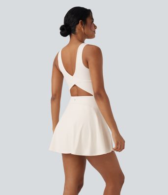 SoftlyZero™ Airy U Neck 2-in-1 Pocket Mini Cool Touch Dance Active Dress-Easy Peezy