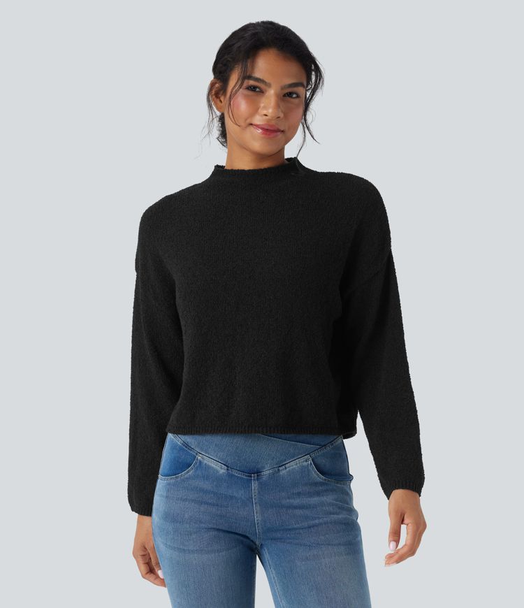 Stehkragen Langarm Lässiger Pullover