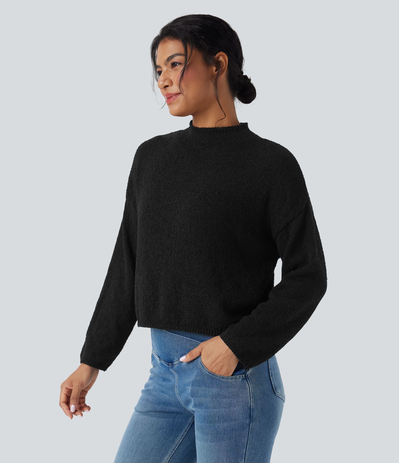 Stehkragen Langarm Lässiger Pullover