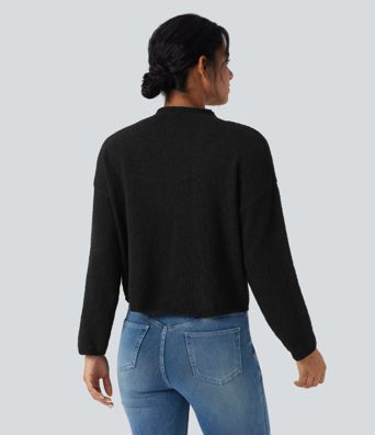 Stehkragen Langarm Lässiger Pullover