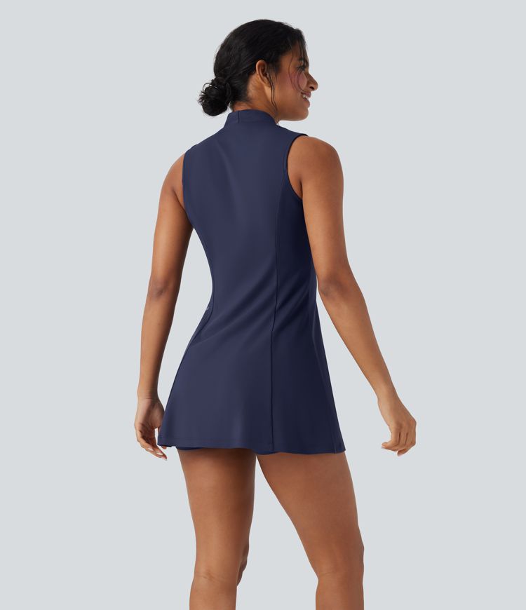 SoftlyZero™ Plush V-neck Sleeveless 2-piece Mini Golf Active Dress with Pockets