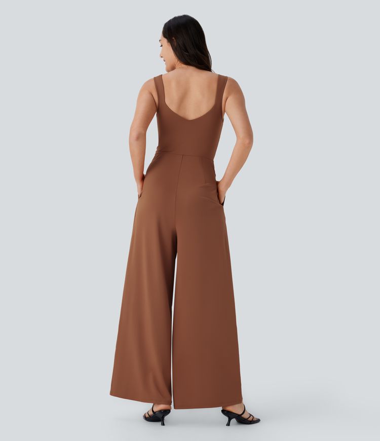 Backless Side Pocket Casual Jumpsuit