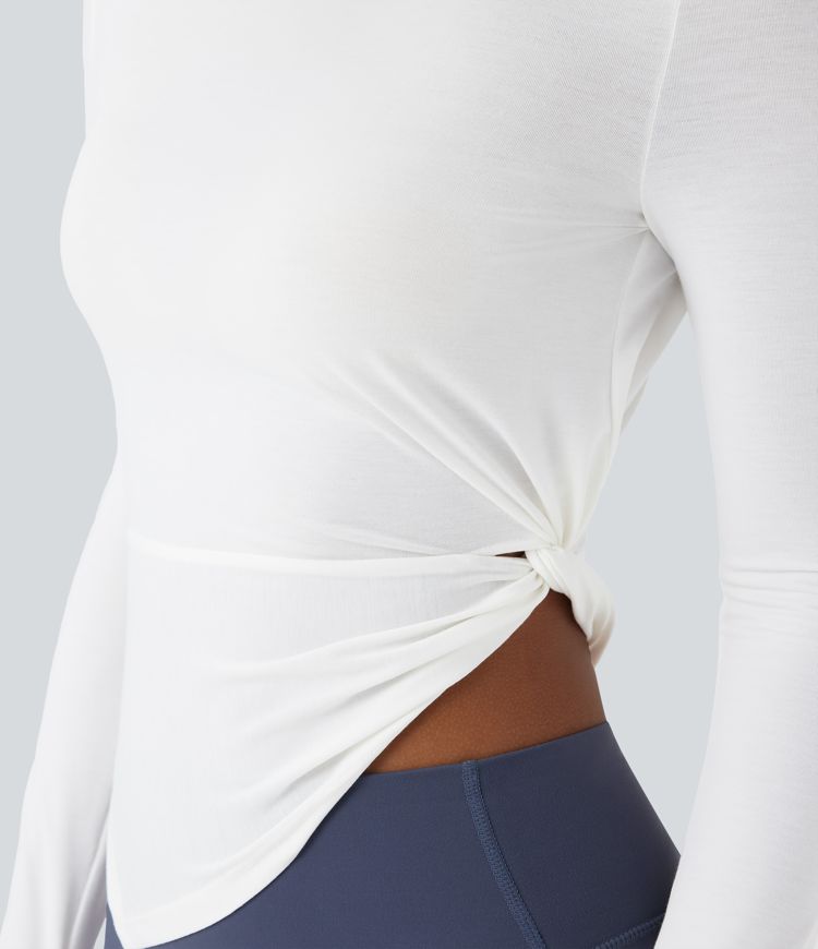 Long Sleeve Thumb Hole Asymmetric Quick Dry Yoga Sports Top