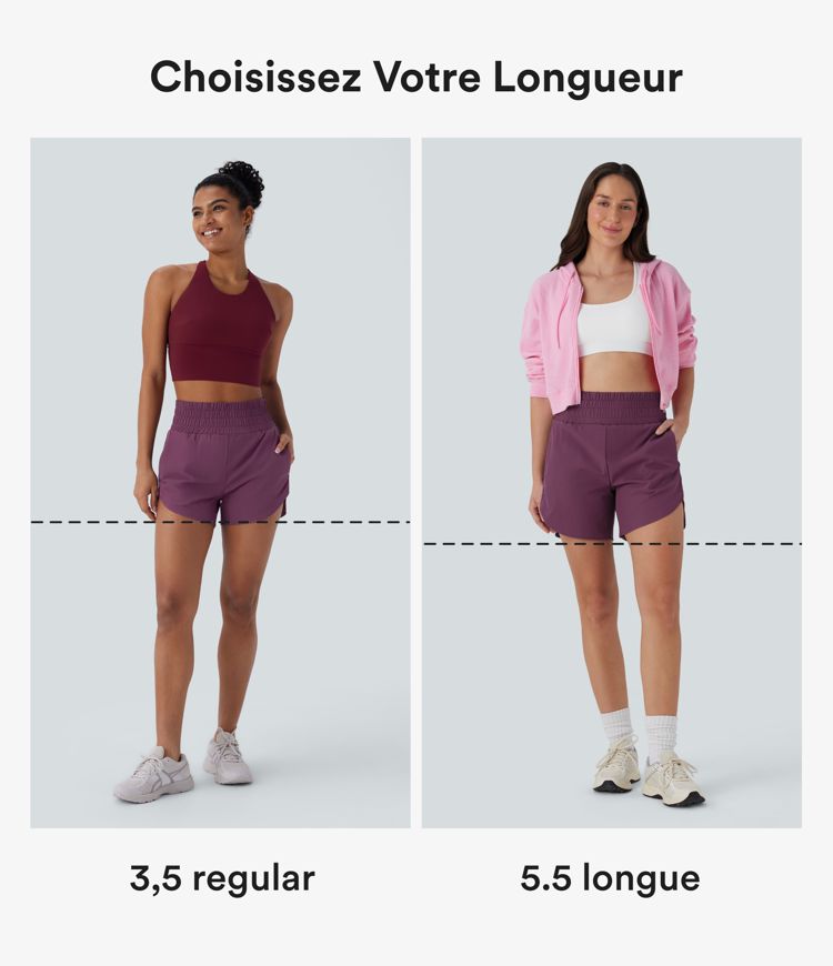 Short de course 2-en-1 Breezeful™ taille haute, poches multiples, ourlet arrondi, séchage rapide 12,5 cm - Longueur prolongée