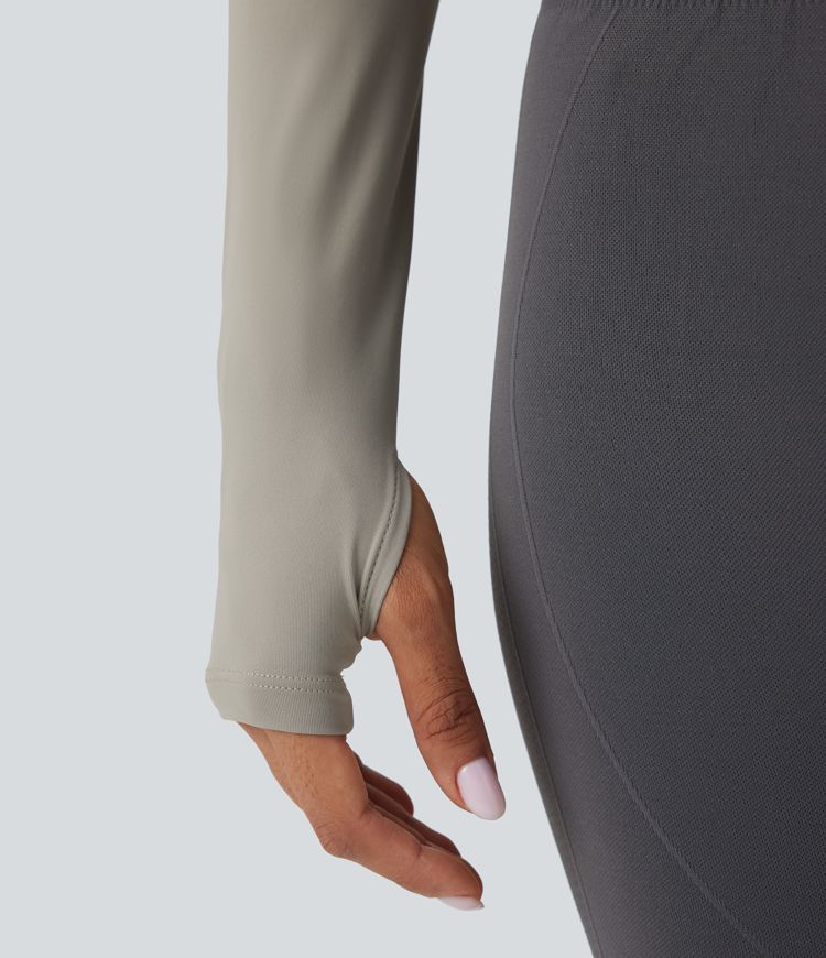 SoftlyZero™ QuickDry Crossover Thumb Hole Cropped Yoga Sports Shrug Top