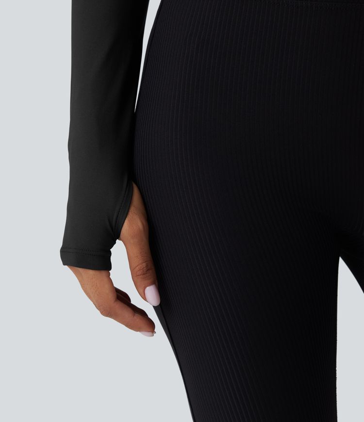 SoftlyZero™ QuickDry Crossover Thumb Hole Cropped Yoga Sports Shrug Top