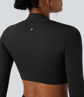 SoftlyZero™ QuickDry Crossover Thumb Hole Cropped Yoga Sports Shrug Top