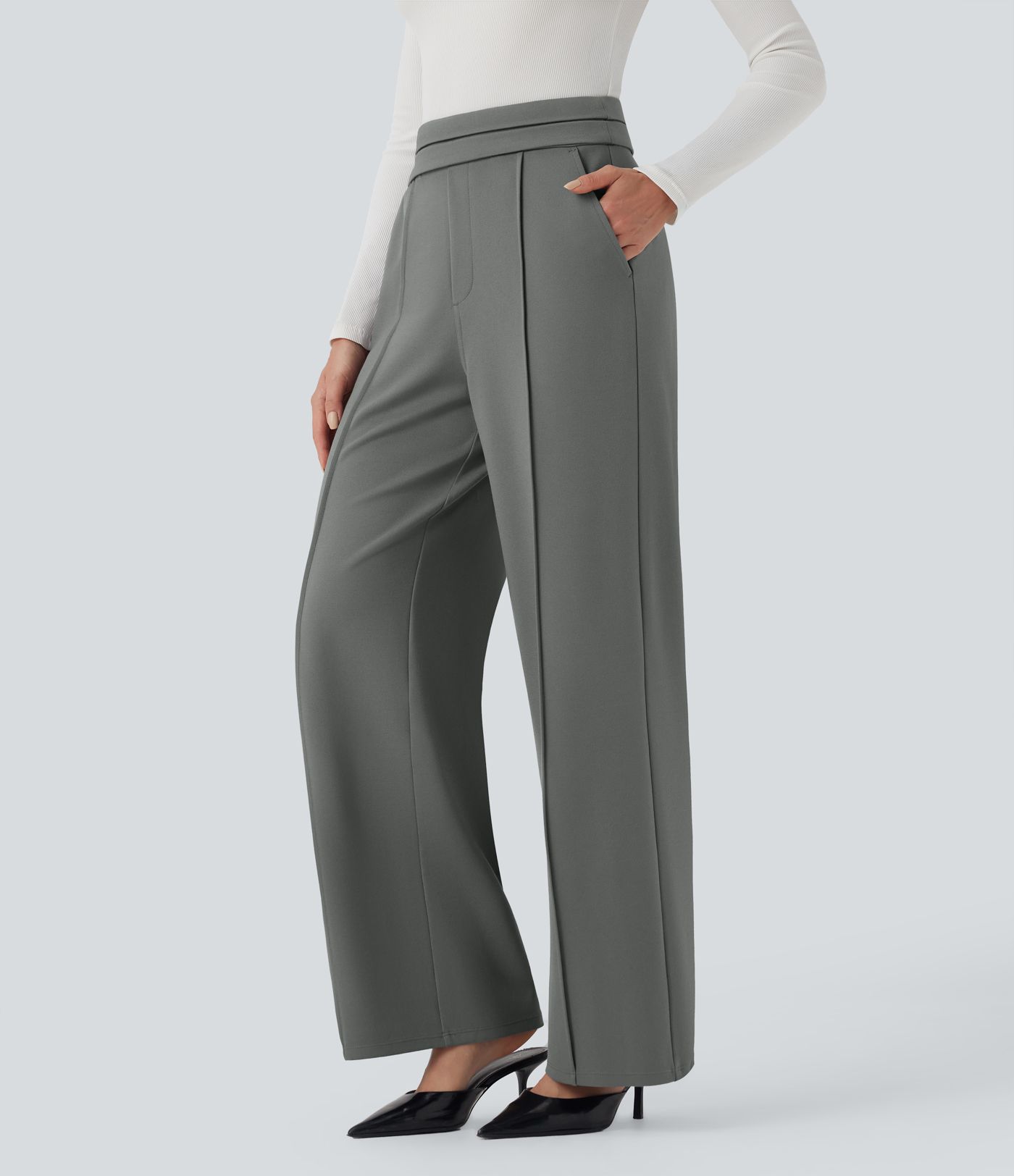 Halara Flex™ SculptKnit High Waisted Straight Leg Work Pants with Pockets