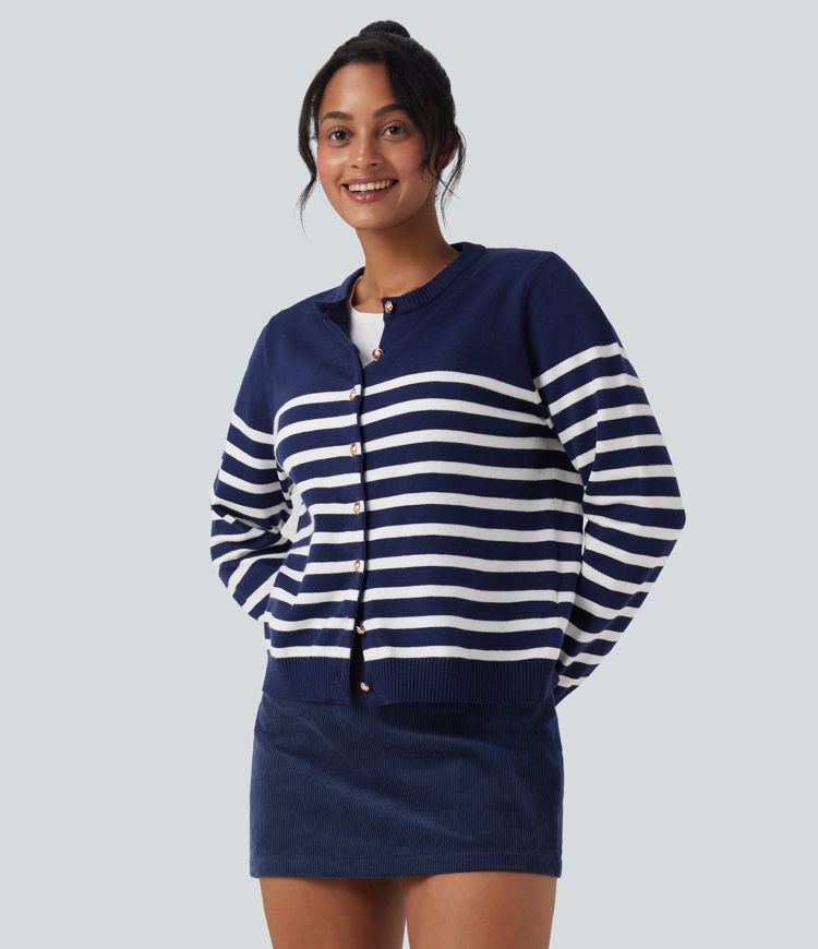 Cardigan de travail rayé color block