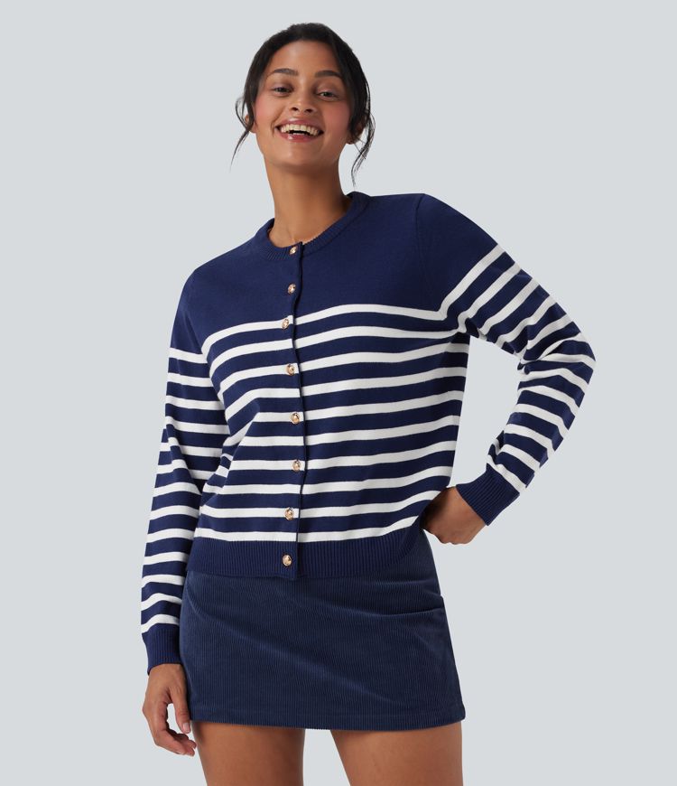 Color Block Striped Work Cardigan