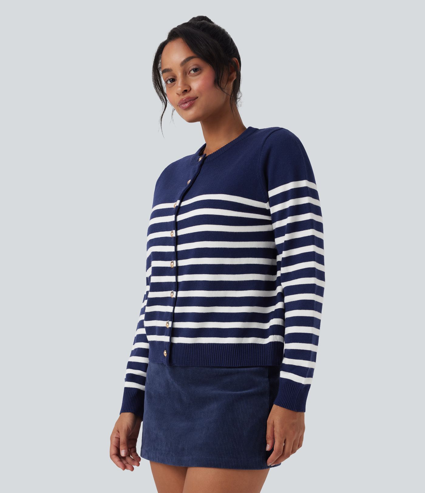 Color Block Striped Work Cardigan