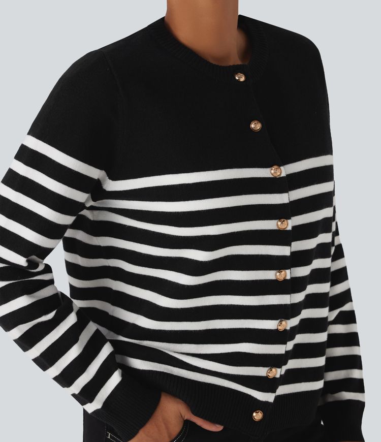 Cárdigan de trabajo a rayas con bloques de color