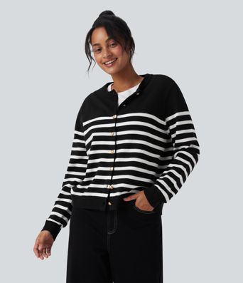 Cárdigan de trabajo a rayas con bloques de color